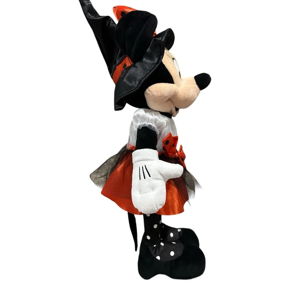 Disney Minnie Mouse Witch Halloween Greeter 21” Black, Orange, Polka Dot. New